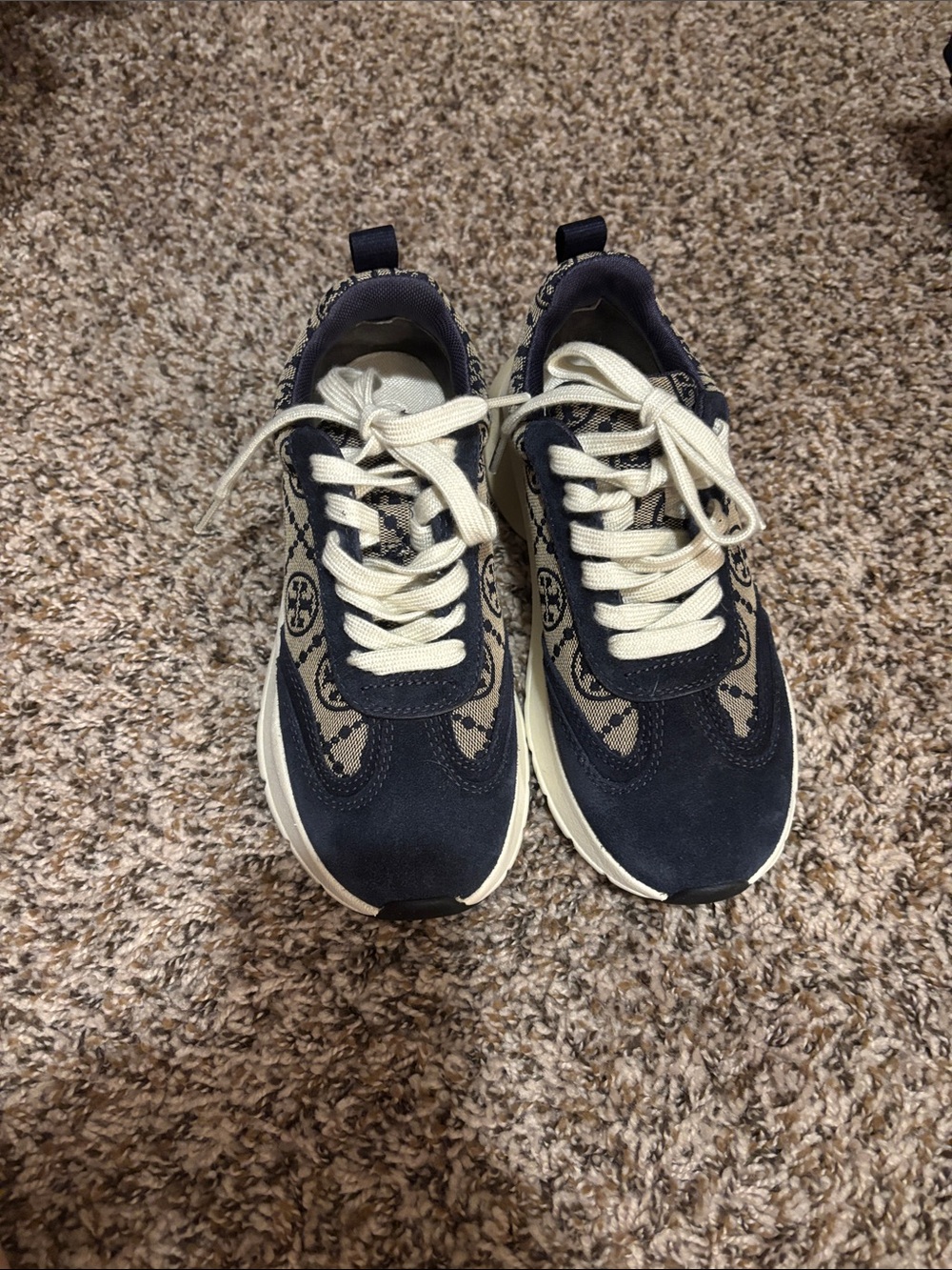 Tory Burch Navy & Cream Patterned Sneakers